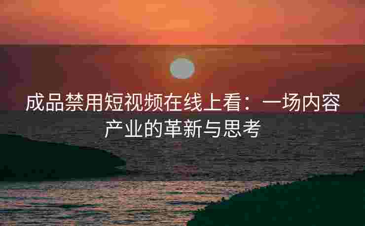 成品禁用短视频在线上看：一场内容产业的革新与思考