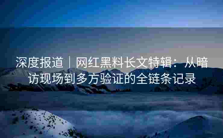 深度报道｜网红黑料长文特辑：从暗访现场到多方验证的全链条记录