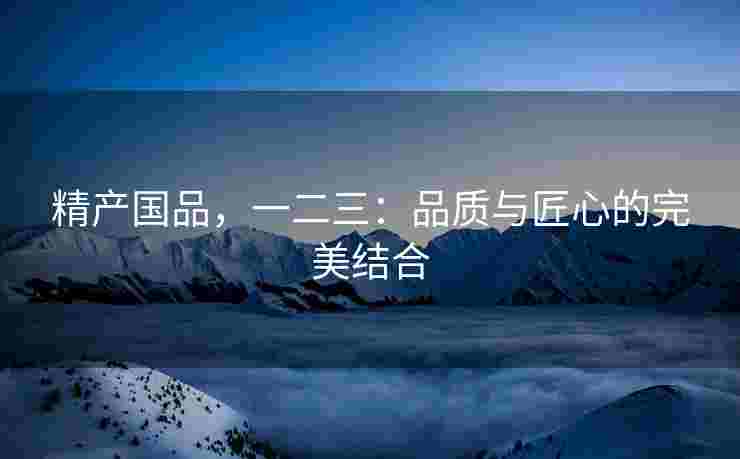 精产国品，一二三：品质与匠心的完美结合