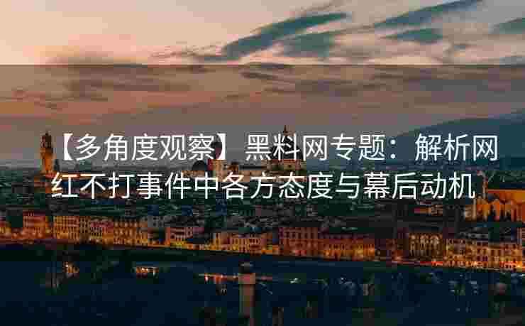 【多角度观察】黑料网专题：解析网红不打事件中各方态度与幕后动机